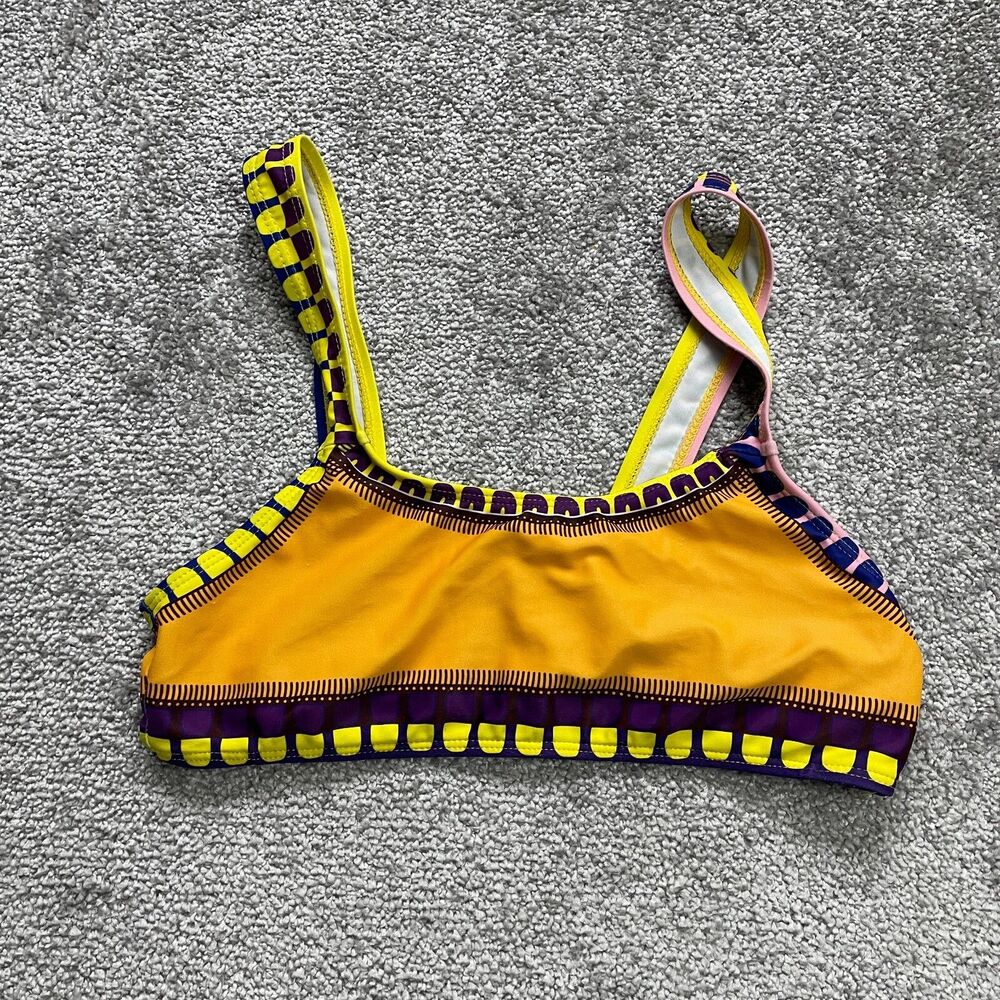 Unbranded Swimwear Bikini Top Womens Small Yellow Wide Strap Summer Beach Ladies